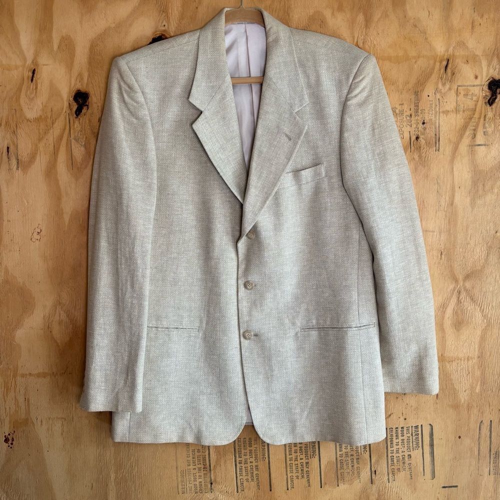 Corporate Gear Blazer Cream Beige Linen Cotton Blend Blazer Sport Coat Sz M